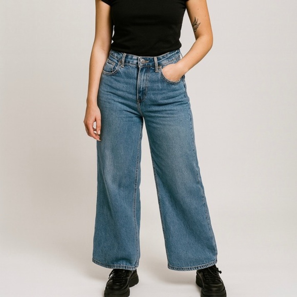 Tintoretto Women's‎ Jeans super Wide Leg baggy skater Light Wash Denim Size 36